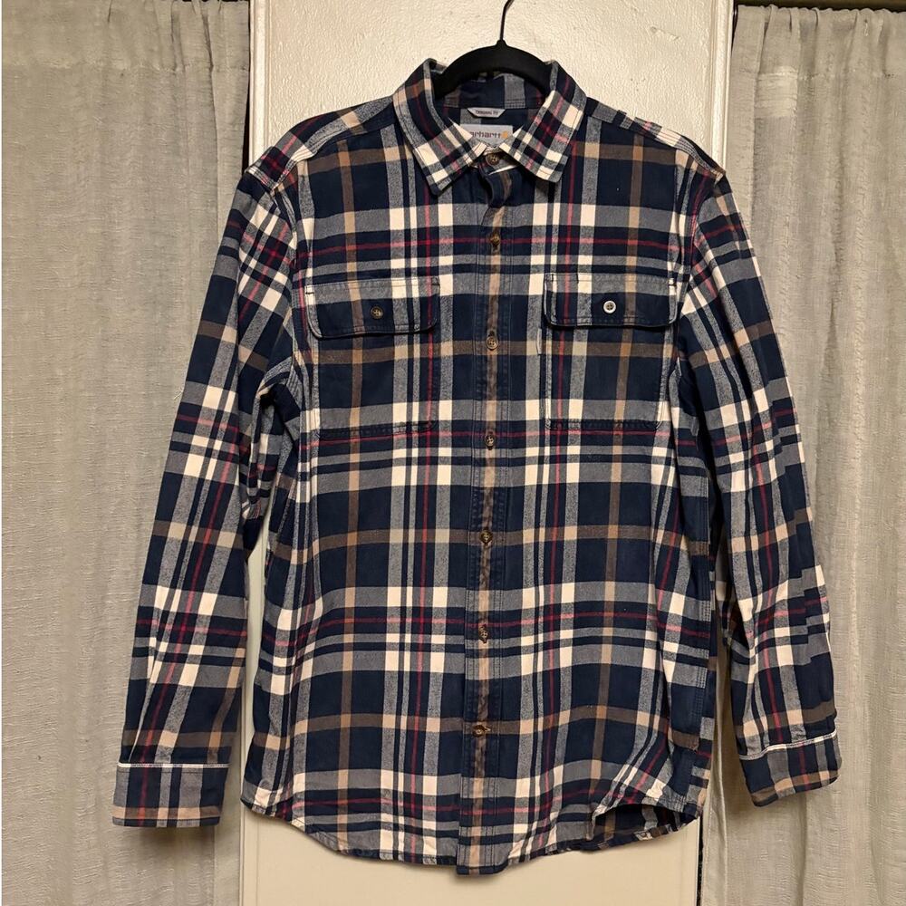 Carhartt Heavy Flannel Long Sleeve Shirt | M | Navy Plaid